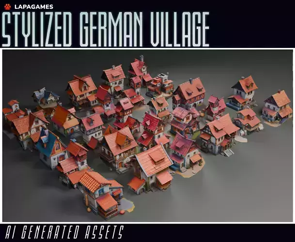 Stylized German Village 3D model