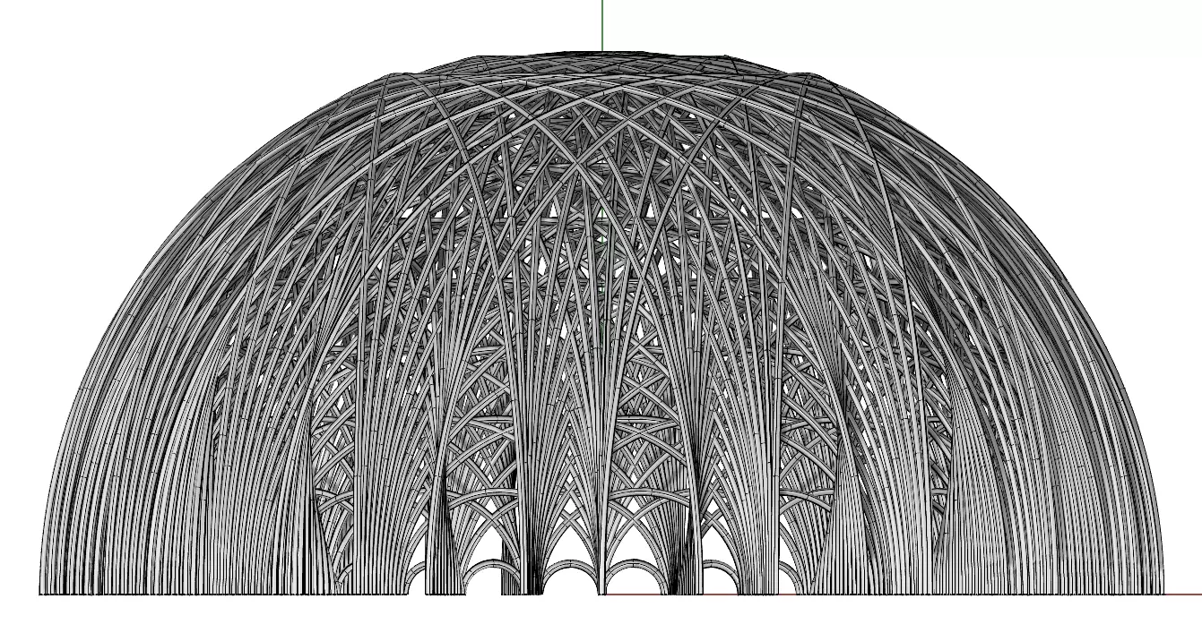 Parametric Dome Structure Architectural Pavilion 3D Model 3D model_3