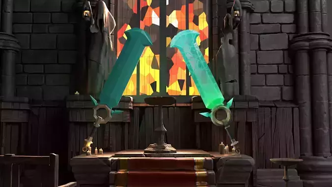 Fantasy Swords 2 Models Game Ready  Low Poly  PBR