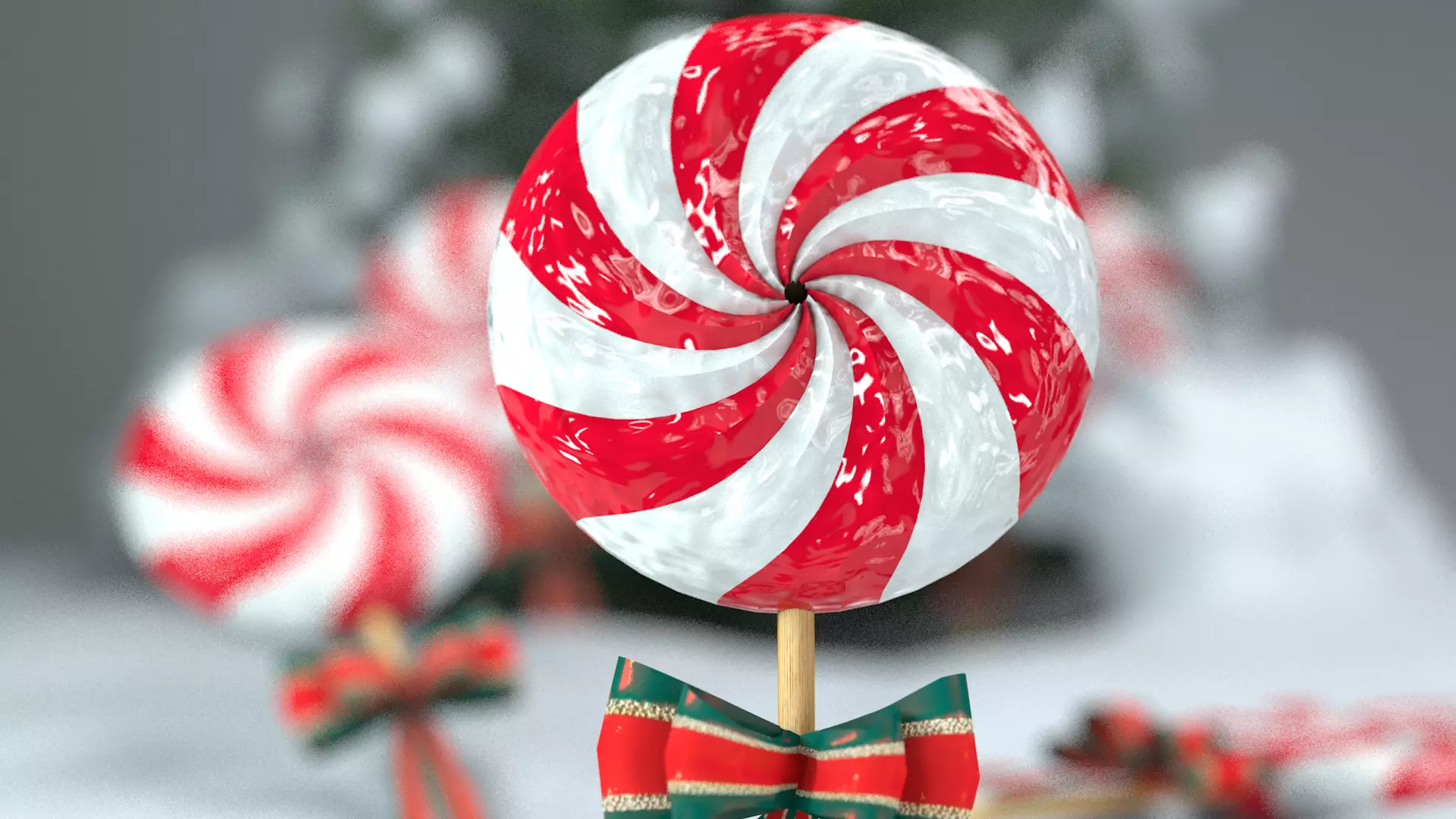 Christmas Candy Pinwheel Lollipop 3D Model 3D model_4