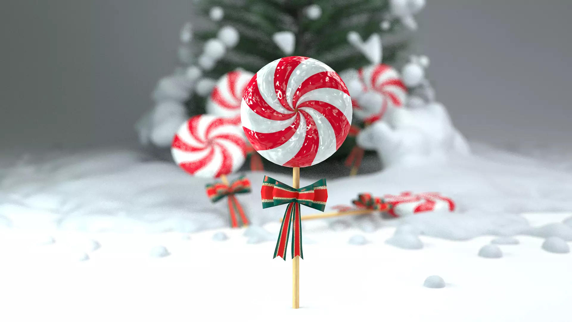Christmas Candy Pinwheel Lollipop 3D Model 3D model_1