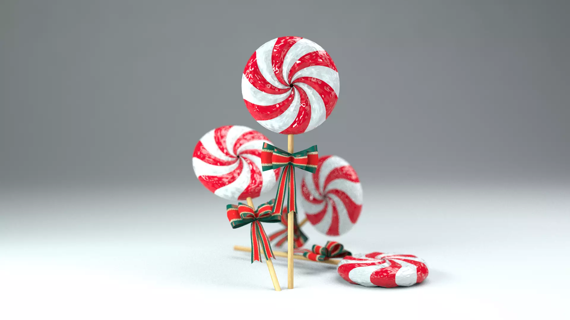 Christmas Candy Pinwheel Lollipop 3D Model 3D model_12