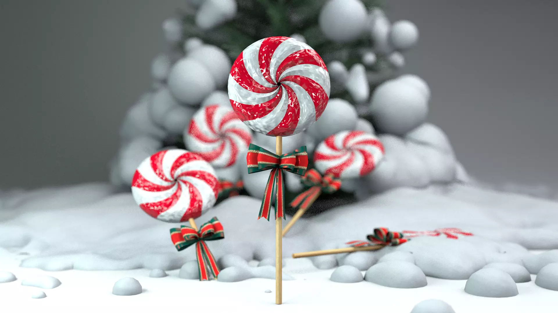 Christmas Candy Pinwheel Lollipop 3D Model 3D model_3