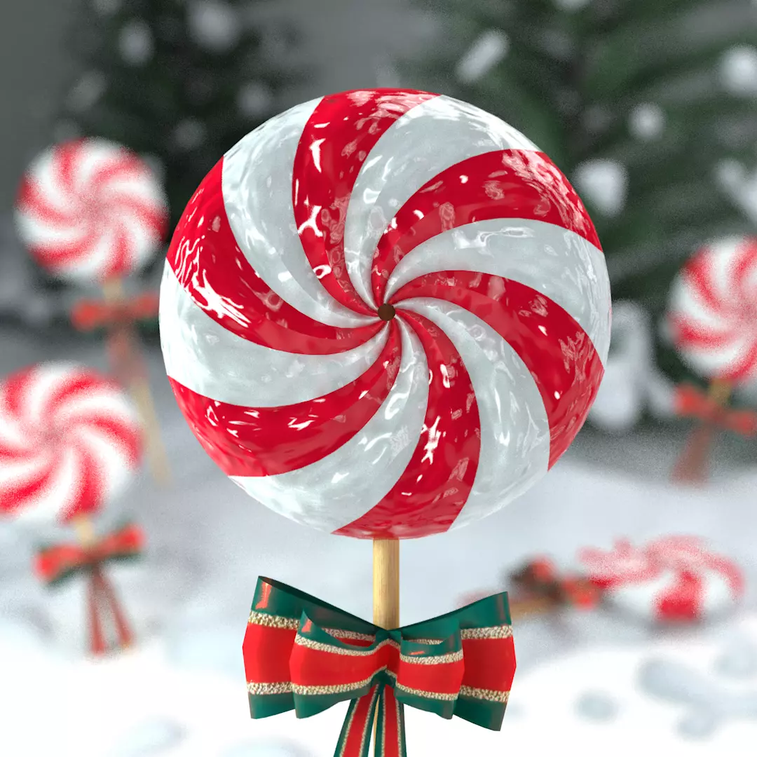 Christmas Candy Pinwheel Lollipop 3D Model 3D model_15