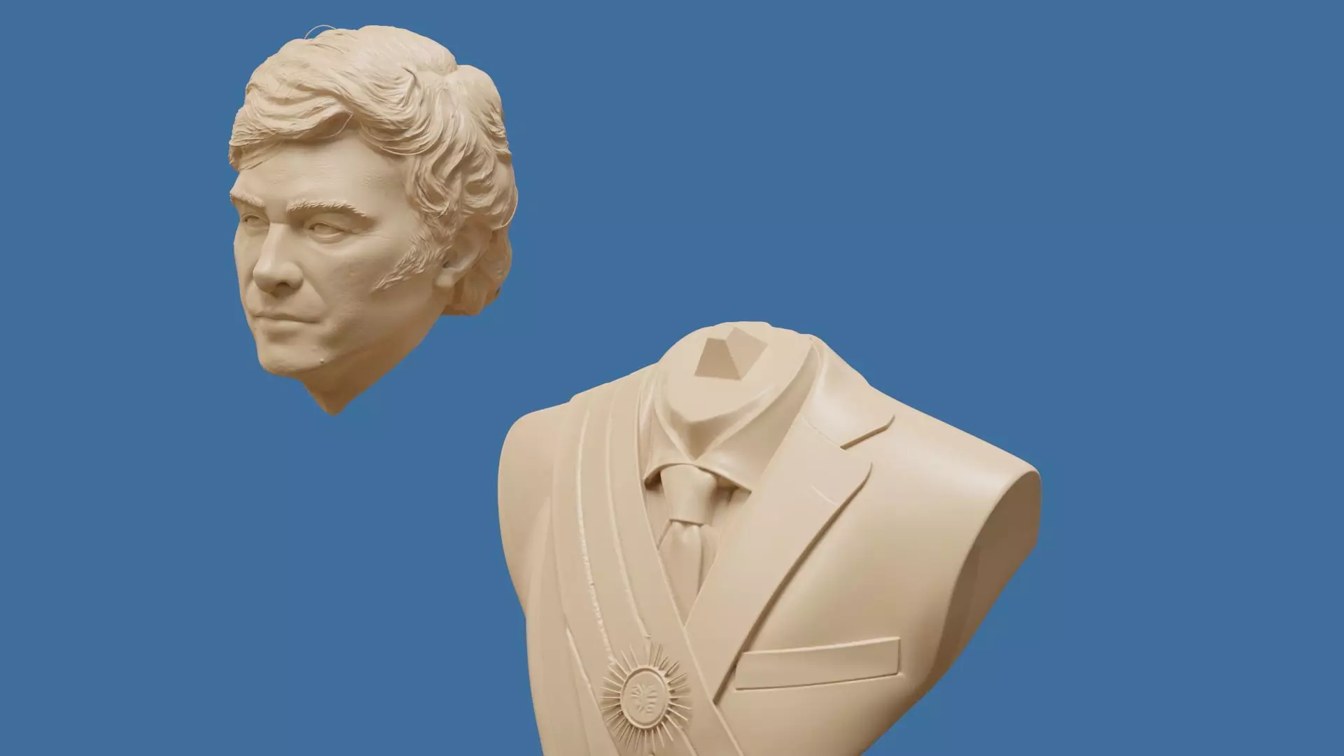 Javier Milei bust printable and renderable 3D print model_17
