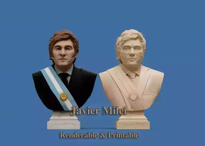 Javier Milei bust printable and renderable