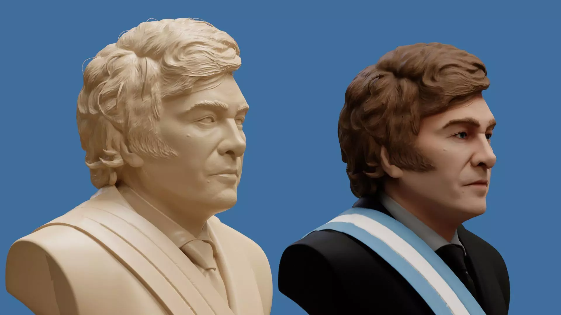 Javier Milei bust printable and renderable 3D print model_21