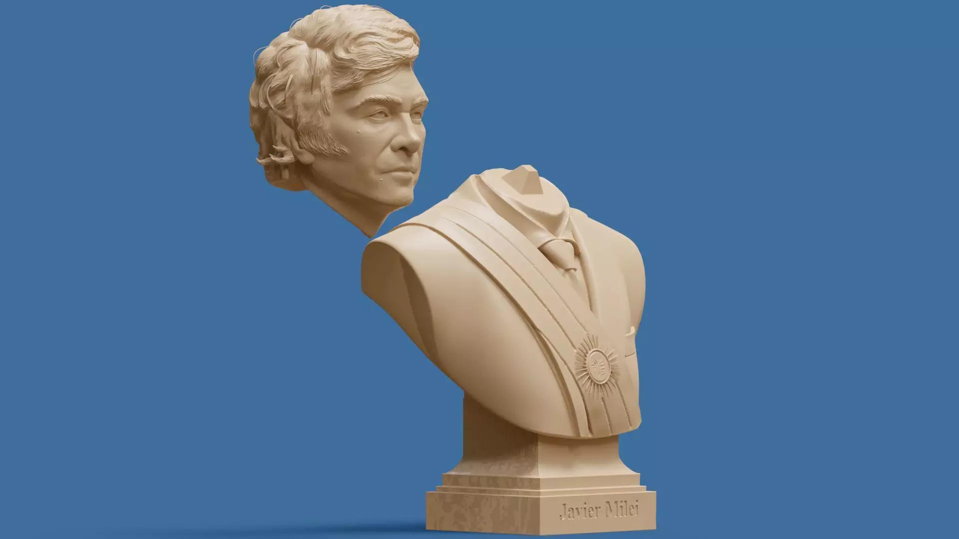 Javier Milei bust printable and renderable 3D print model_18