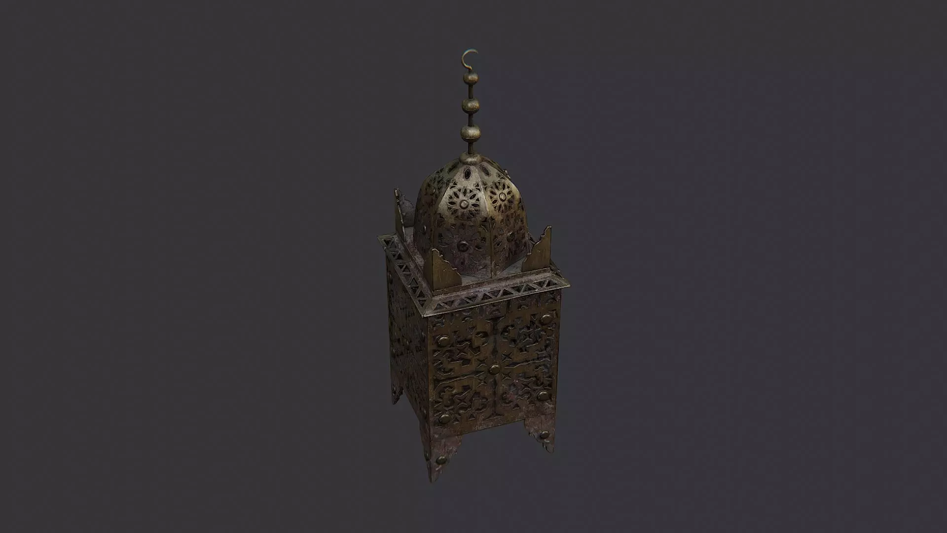 Ornate Standing Lamp with Vintage Metalwork Low-poly 3D model_0