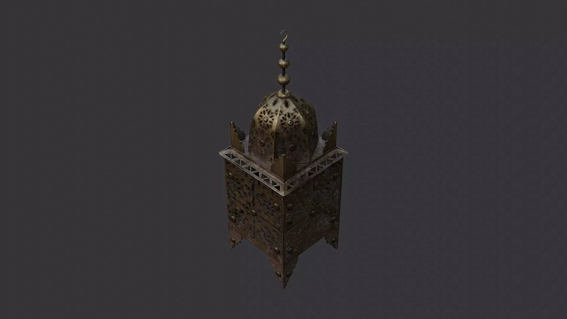 Ornate Standing Lamp with Vintage Metalwork Low-poly 3D model_3