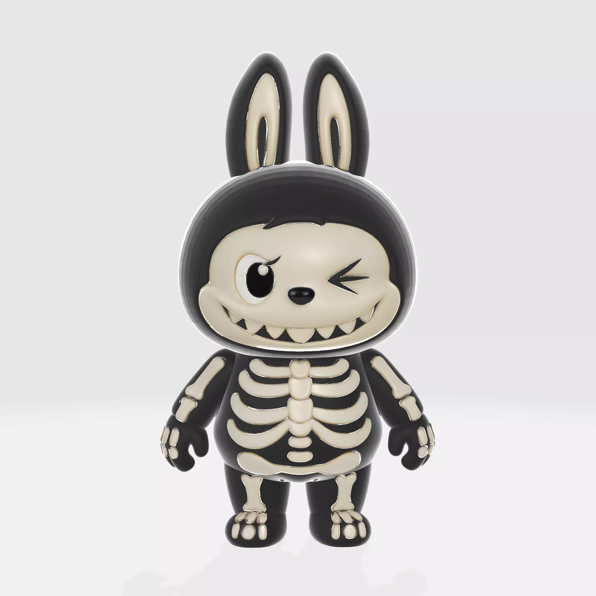 Labubu Skeleton Bunny Figurine Cute Spooky Collectible 3D print model_1