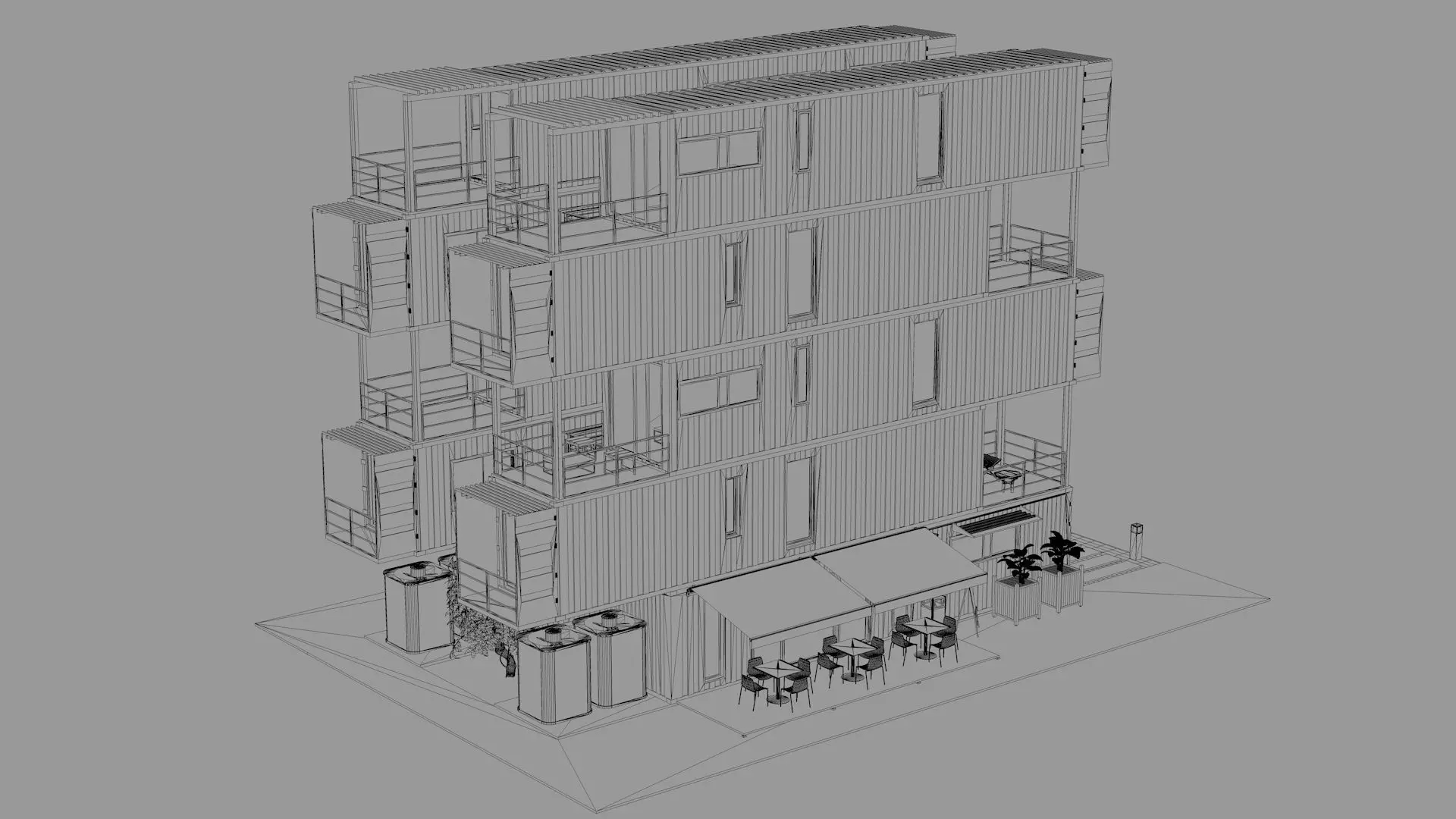 Container Residential Apartment Building  3D model_19