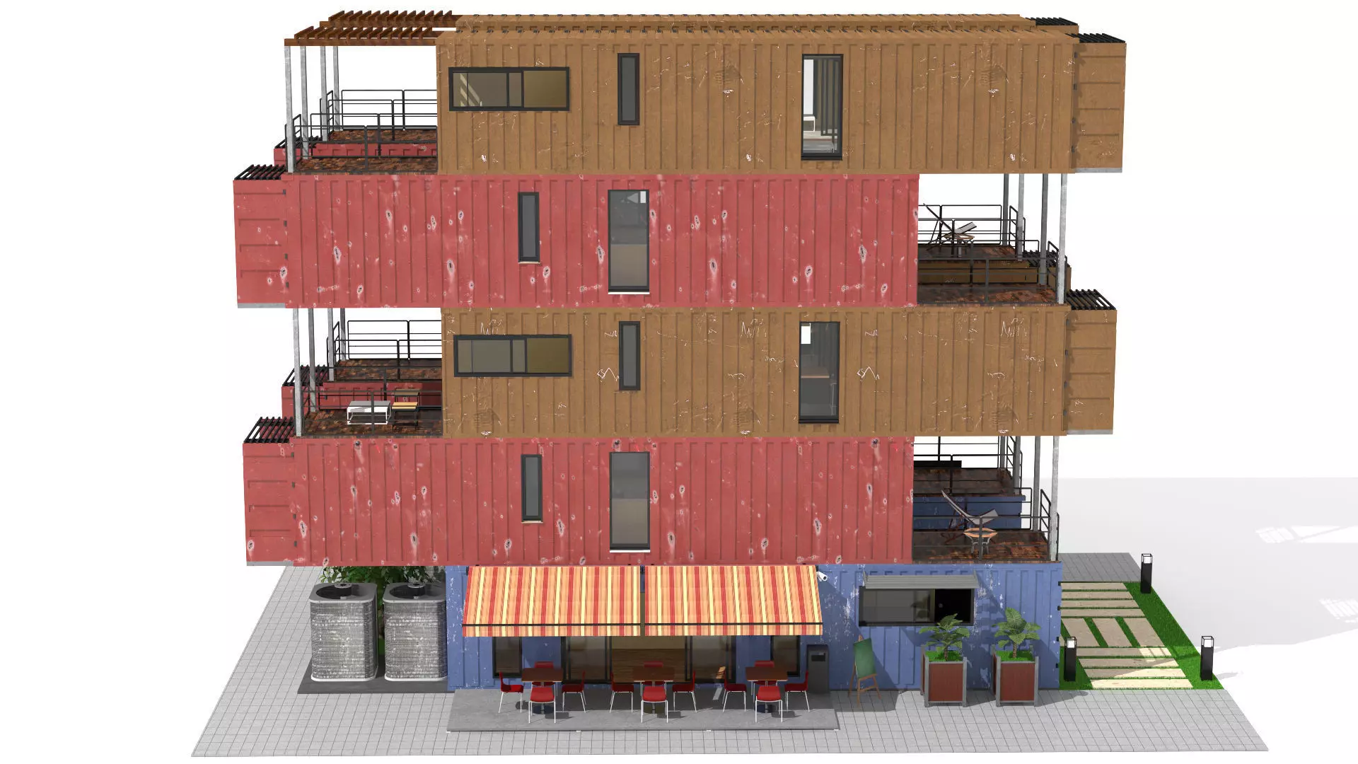 Container Residential Apartment Building  3D model_4