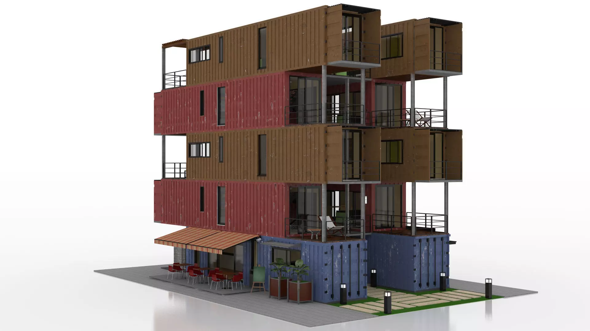 Container Residential Apartment Building  3D model_15