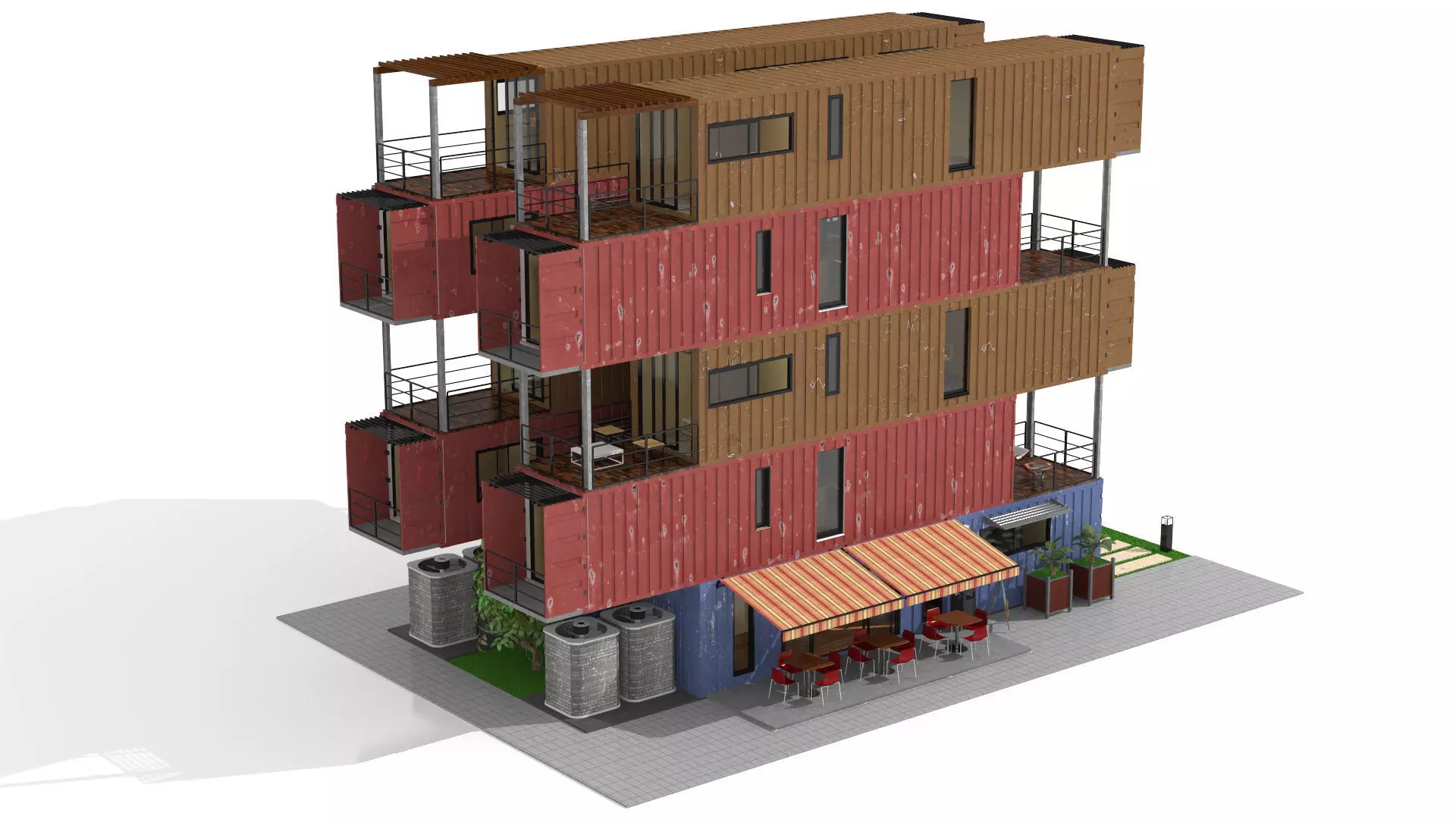 Container Residential Apartment Building  3D model_0