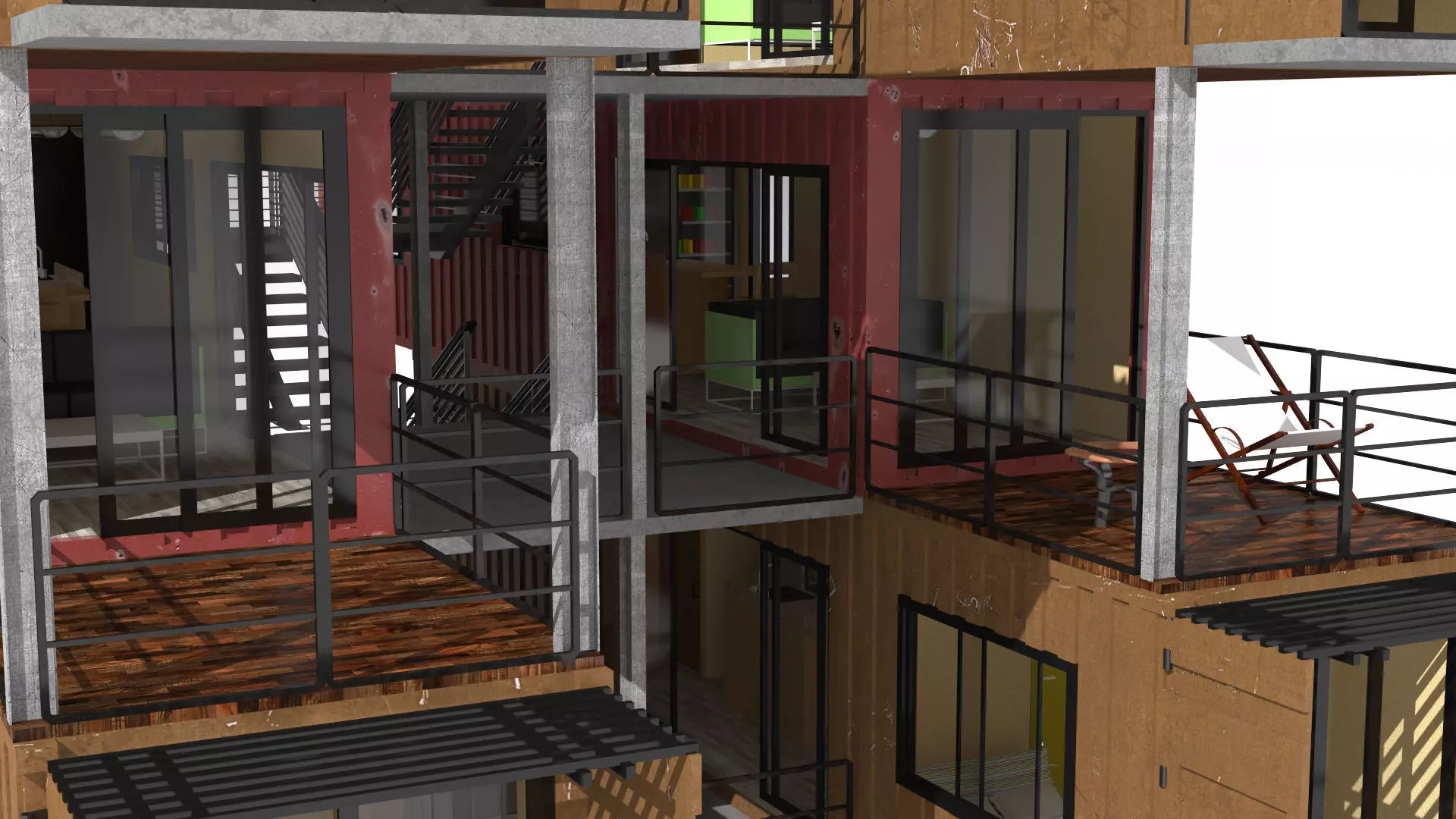 Container Residential Apartment Building  3D model_11