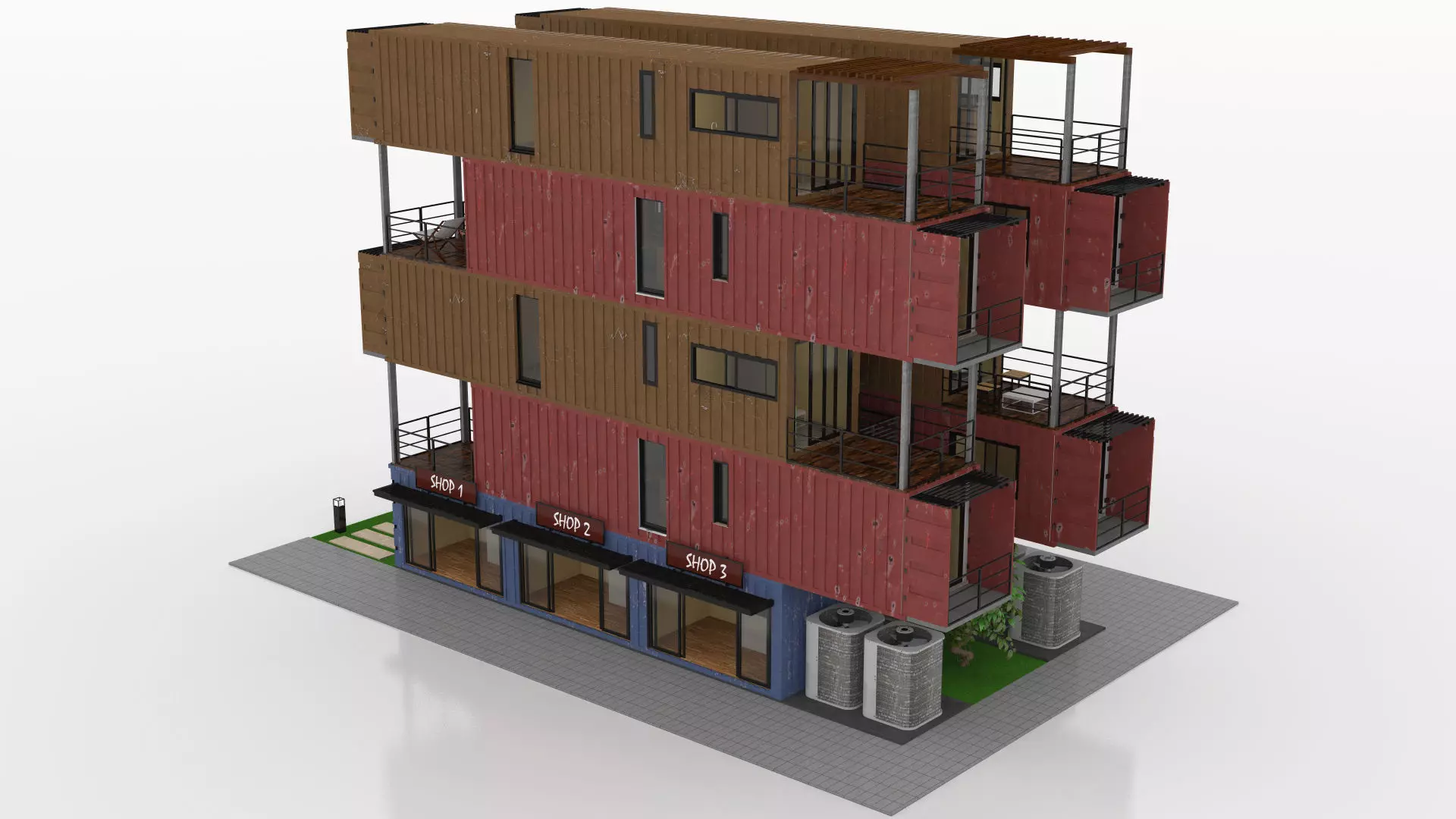 Container Residential Apartment Building  3D model_14