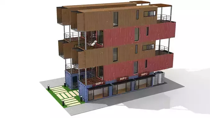 Container Residential Apartment Building  3D model 5