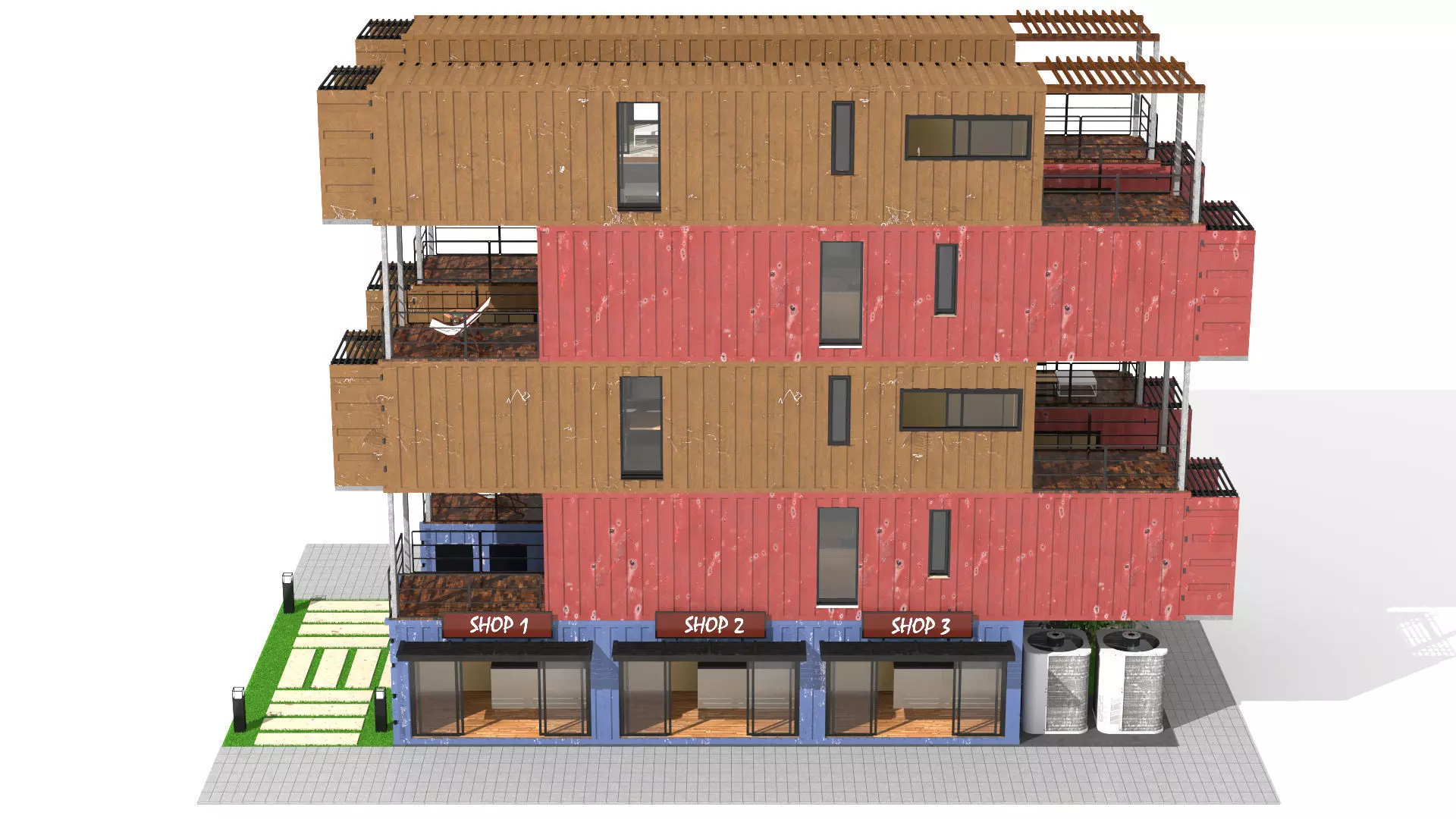 Container Residential Apartment Building  3D model_7