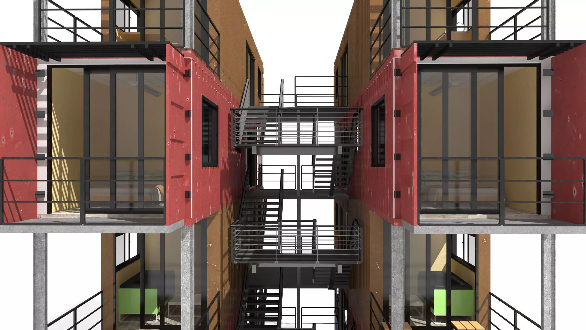 Container Residential Apartment Building  3D model_8