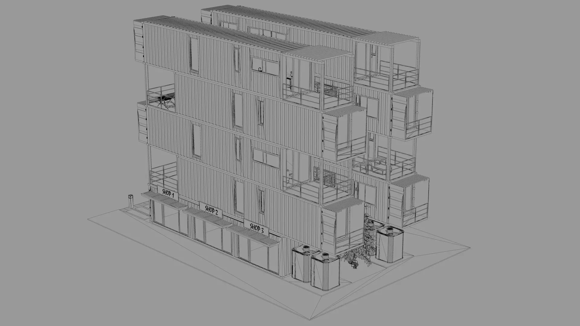 Container Residential Apartment Building  3D model_20