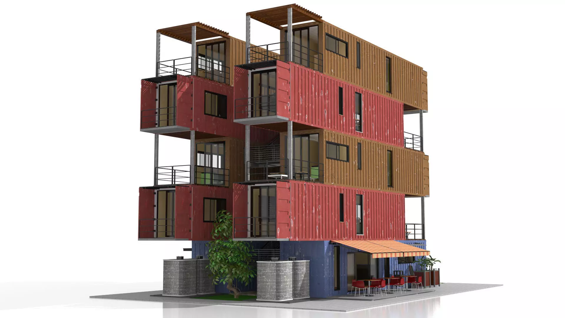 Container Residential Apartment Building  3D model_13