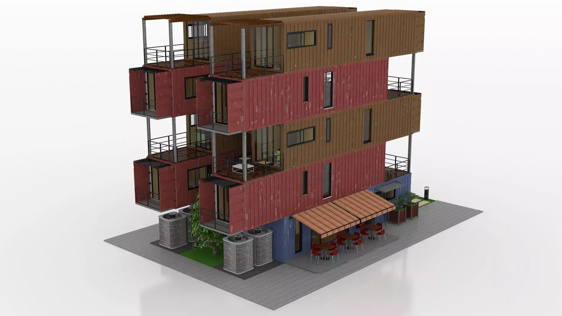 Container Residential Apartment Building  3D model_16