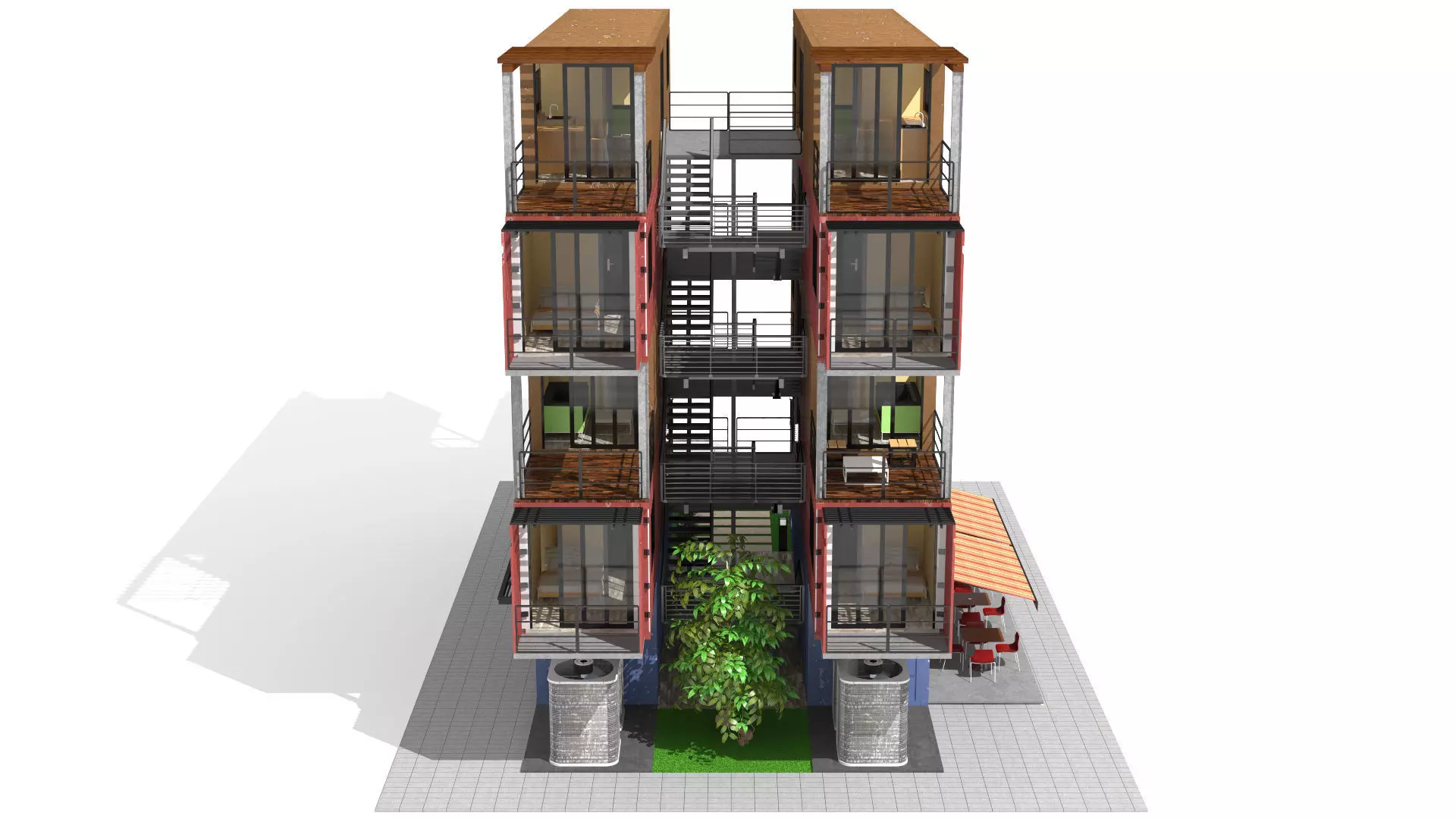 Container Residential Apartment Building  3D model_10