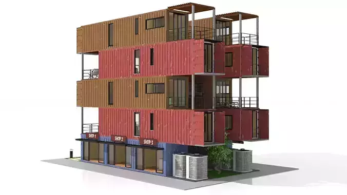 Container Residential Apartment Building  3D model 6
