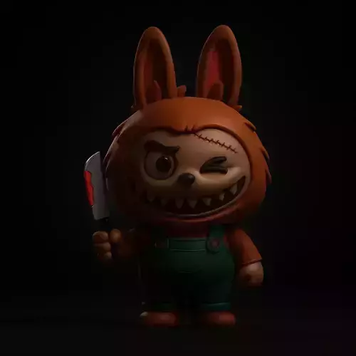 Labubu Killer Bunny Style Figurine Creepy Cute Horror Bunny