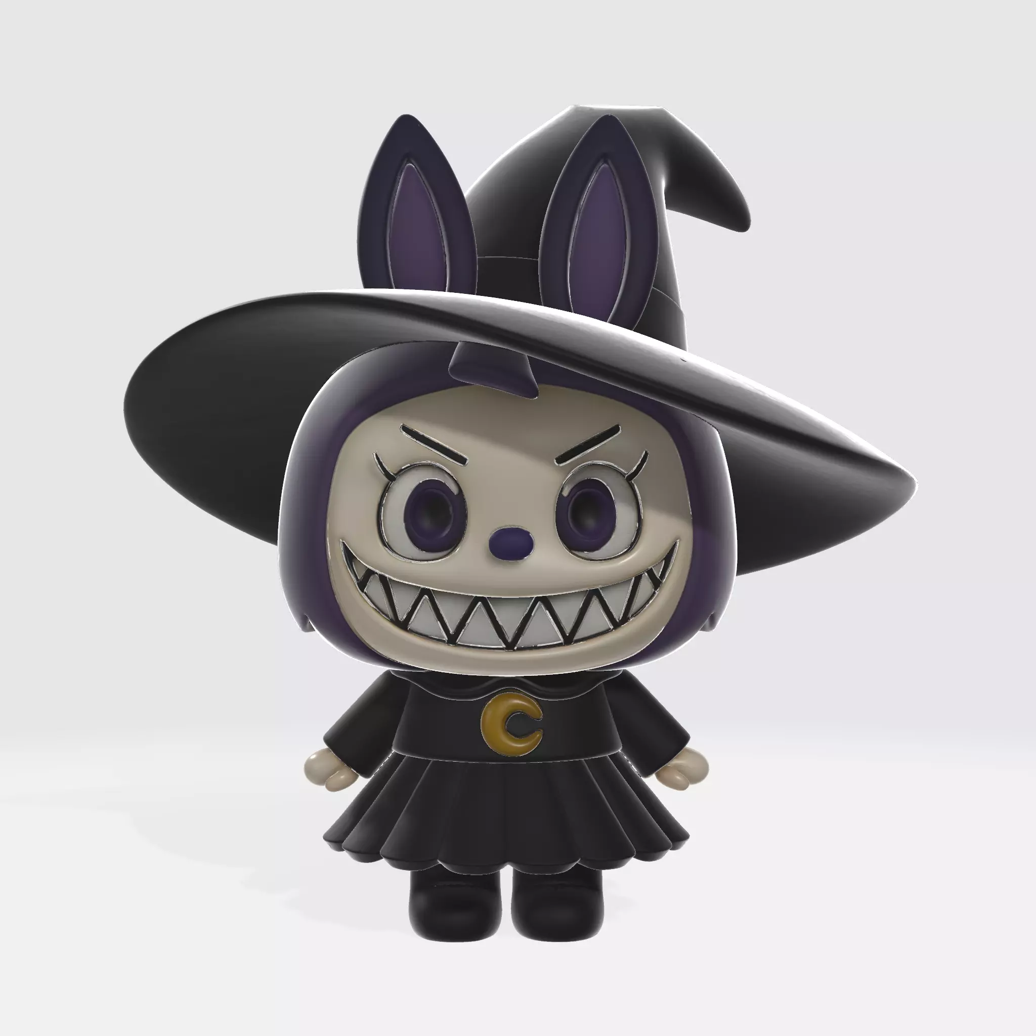 Labubu Witch Figure Spooky Cute Collectible Halloween Gothic 3D print model_1