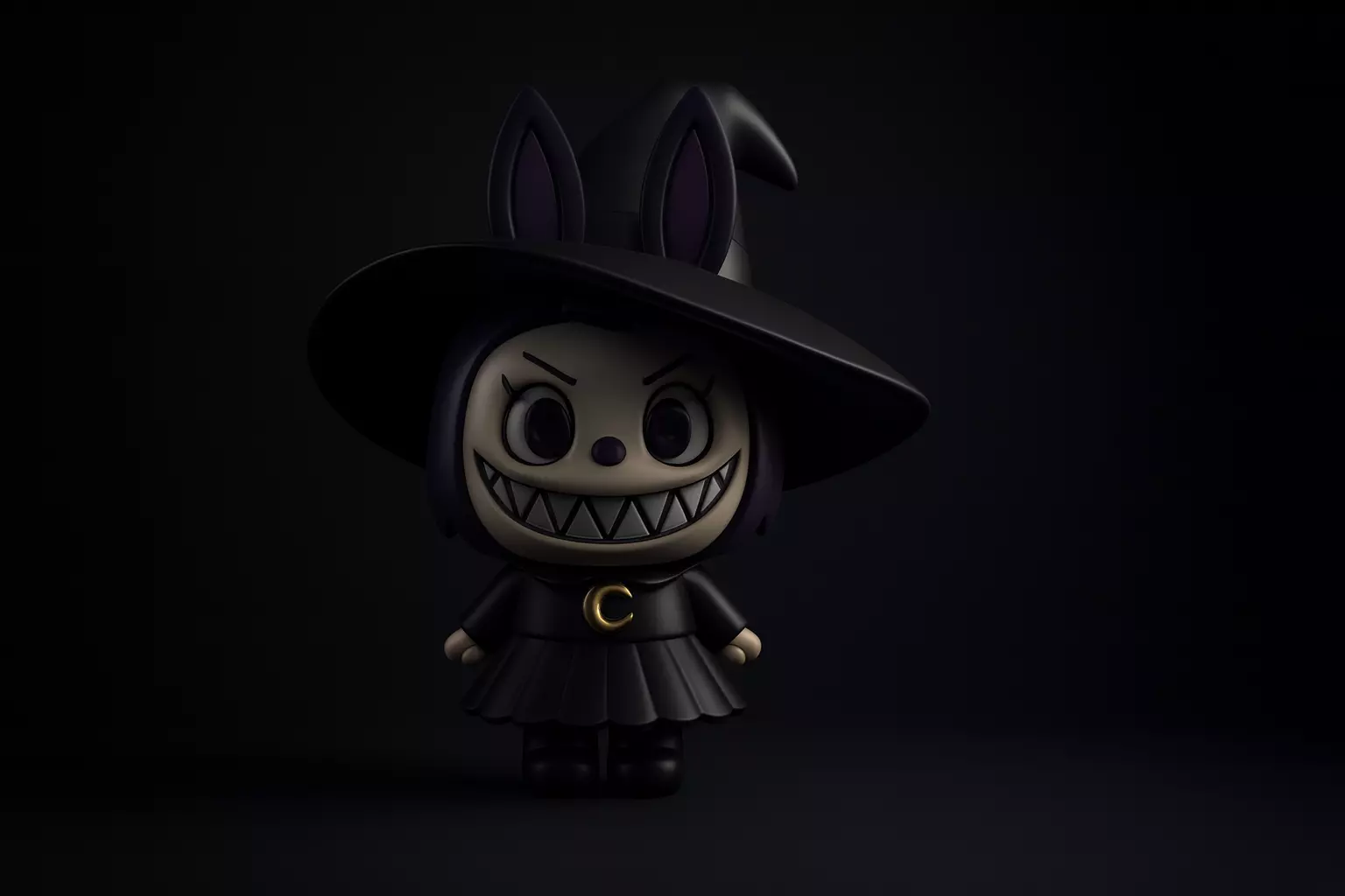 Labubu Witch Figure Spooky Cute Collectible Halloween Gothic 3D print model_0