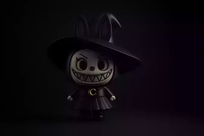 Labubu Witch Figure Spooky Cute Collectible Halloween Gothic