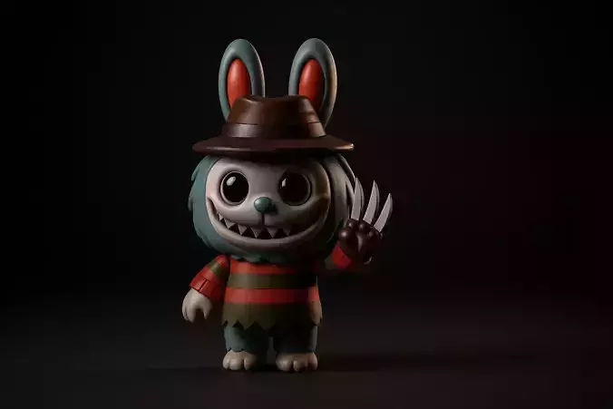 Labubu Horror Bunny Freddy Style Figurine Creepy Cute 