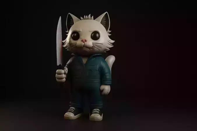 Michael Myers Cat Figurine Creepy Cute Horror Collectible