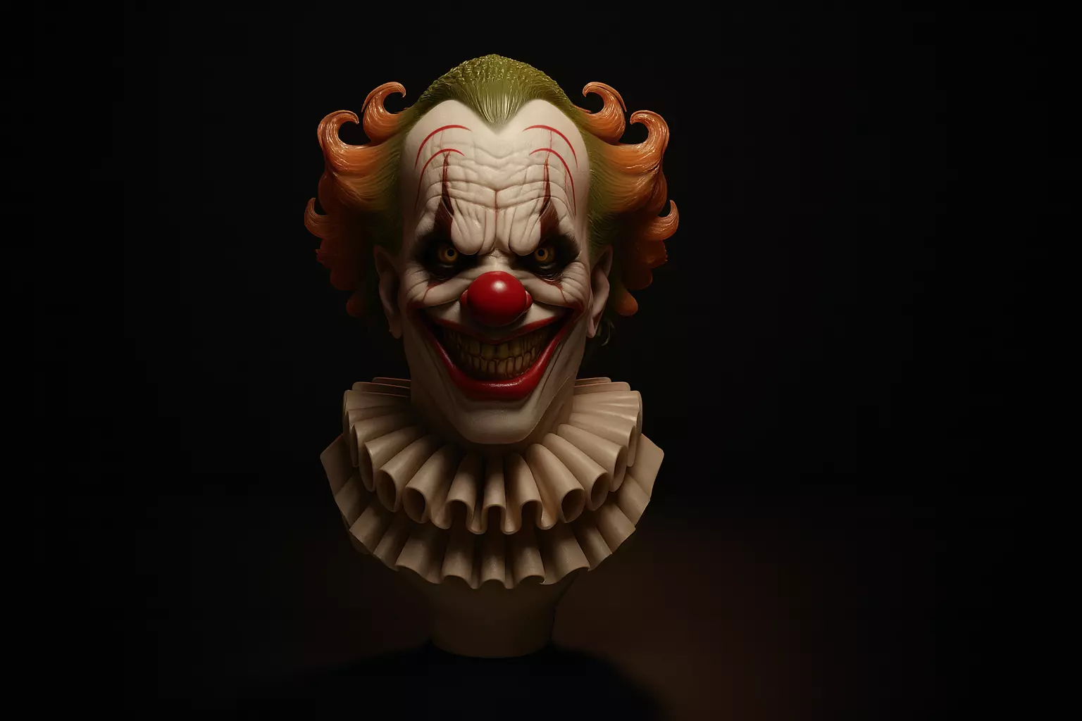 Evil Clown Bust Creepy Horror Figurine 3D print model_0