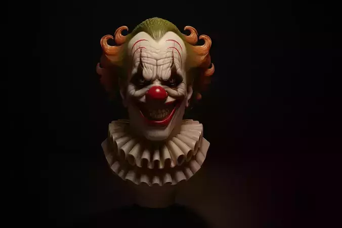 Evil Clown Bust Creepy Horror Figurine 3D print model Evil Clown Bust Creepy Horror Figurine 3D print model