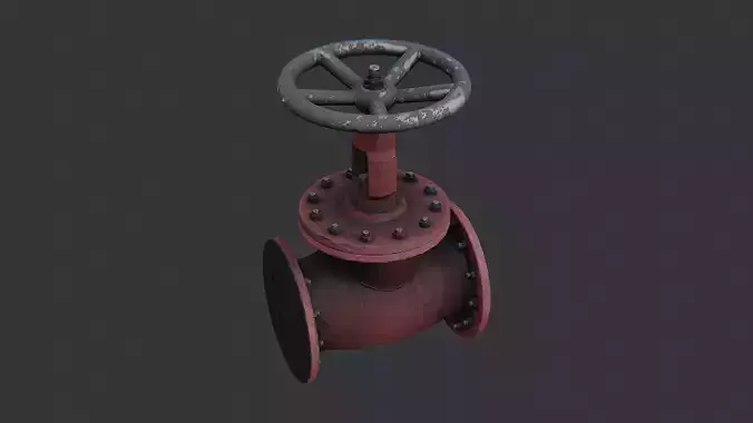 Industrial Red Pipe Valve with Wheel Handle