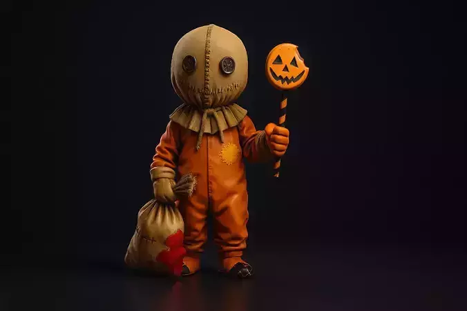 Sam Trick r Treat Horror Figurine Halloween Pumpkin Lollipop 3D print model Sam Trick r Treat Horror Figurine Halloween Pumpkin Lollipop 3D print model