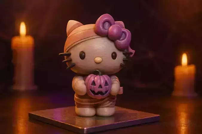 Halloween Hello Kitty Mummy Cute Figurine with Pumpkin