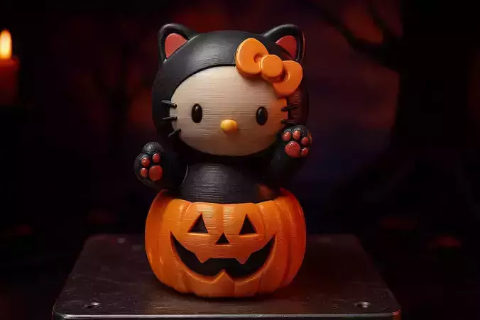 Hello Kitty Halloween Pumpkin Cat Costume  Cute Figurine