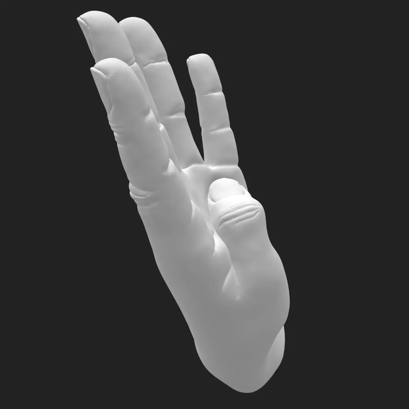 4 Fingers Hand STL - Victory Countdown Decor 3D Printable 3D print model_3