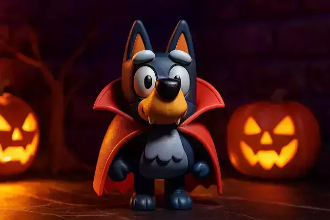 Blue Dog Vampire Figurine Cute Cartoon Character Toy 