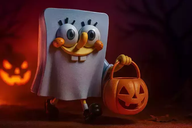 SpongeBob Ghost Halloween Cartoon  Trick or Treat Decoration