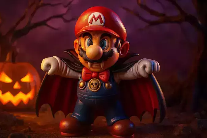 Vampire Mario Figurine Halloween Inspired Mario Toy