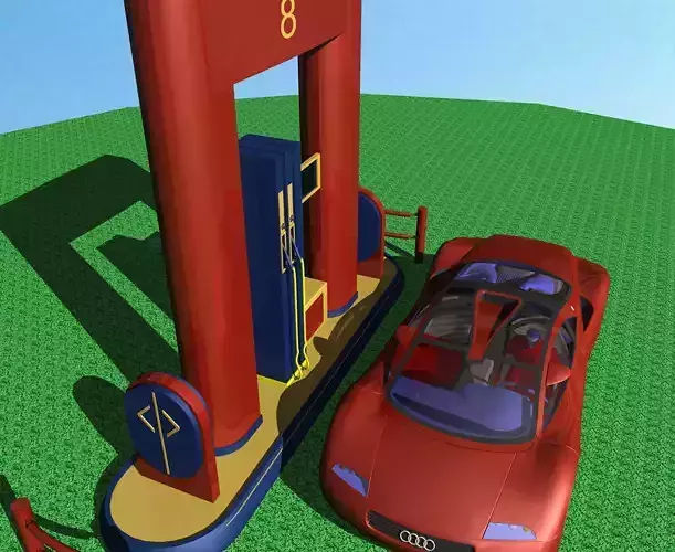 Petrol Pump Audie-Avus-Quarro Free 3D model