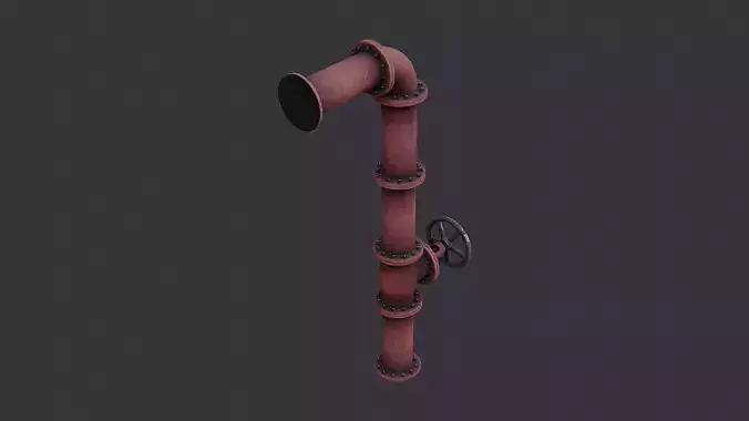 Industrial red pipe with wheel valve