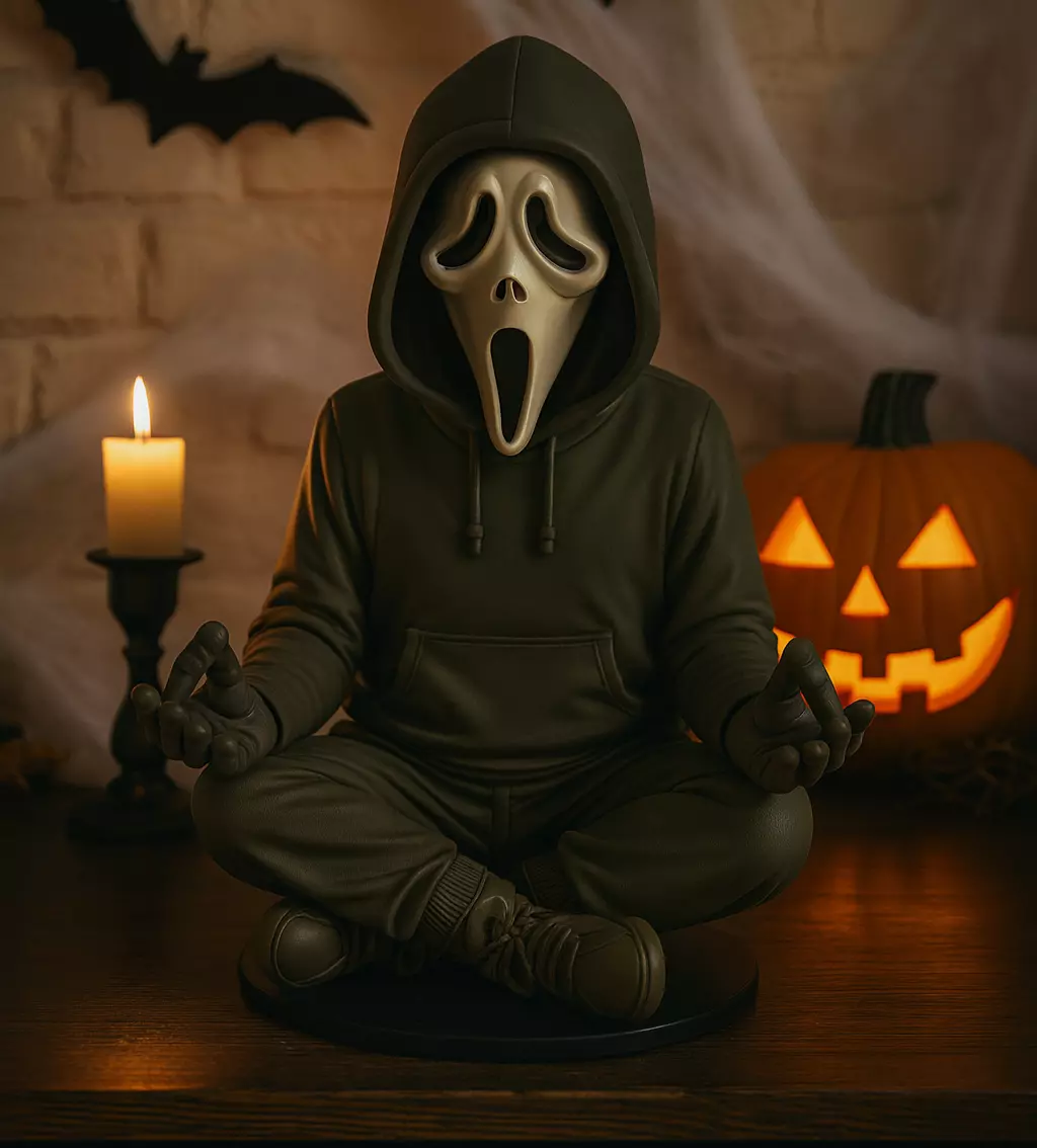 Meditating Ghost Face Horror Statue SCREAM Figurine 3D print model_4