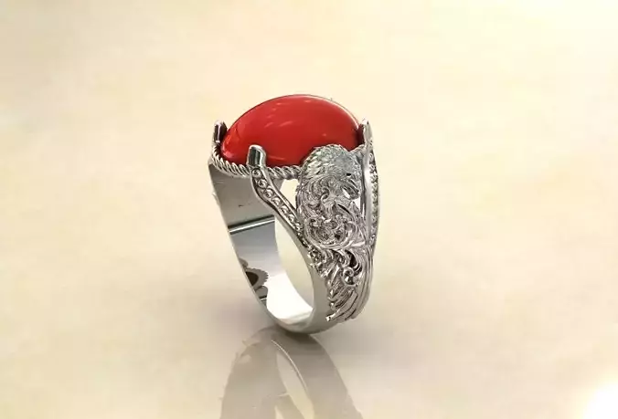 Onix Tasli Kartal Figurlu Erkek Yuzugu