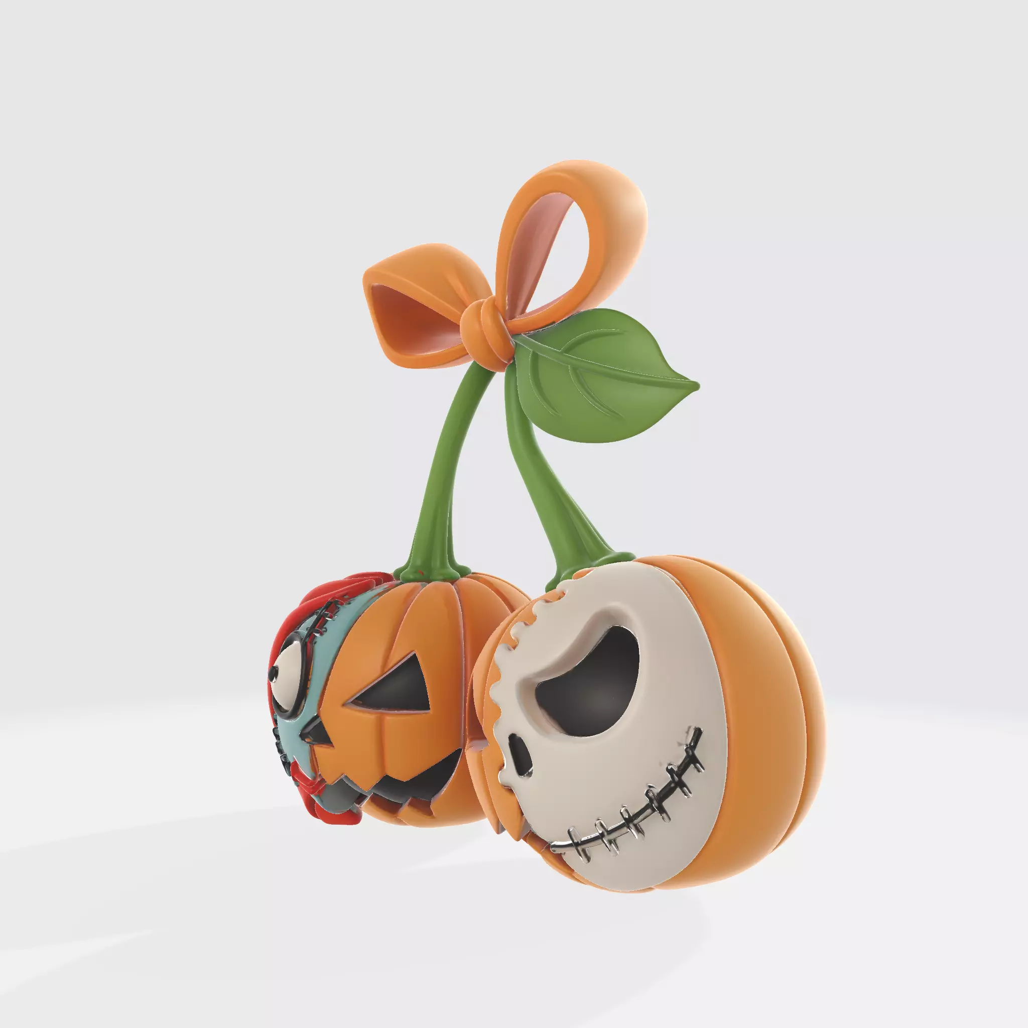 Nightmare Inspired Pumpkin Couple Keychain Jack Sally Pumpkin 3D print model_2